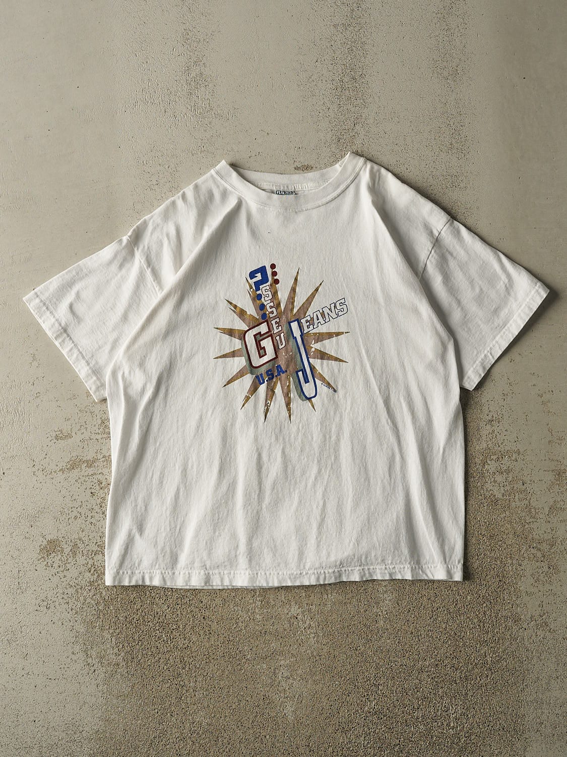 Vintage 96' White Guess Jeans Tee (L/XL)