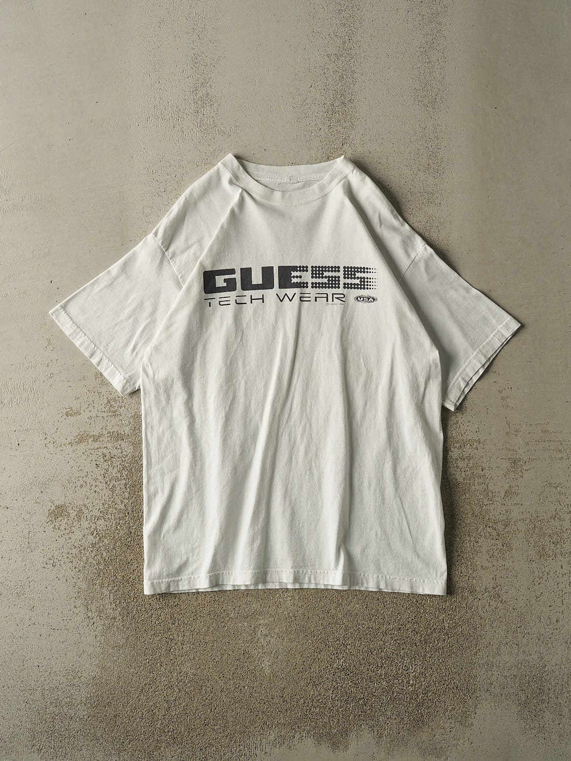 Vintage 96' White Guess Tech Wear Tee (XXL)