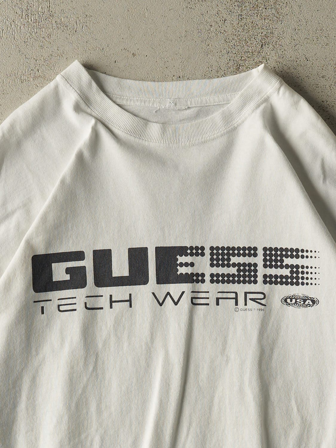 Vintage 96' White Guess Tech Wear Tee (XXL)