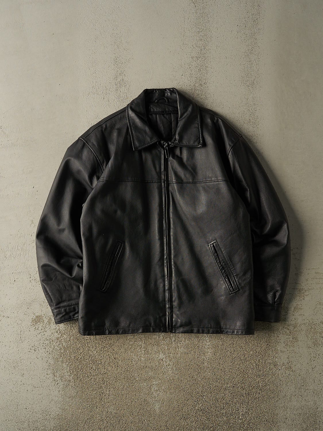 Vintage 90s Black Leather Jacket (XL/XXL)