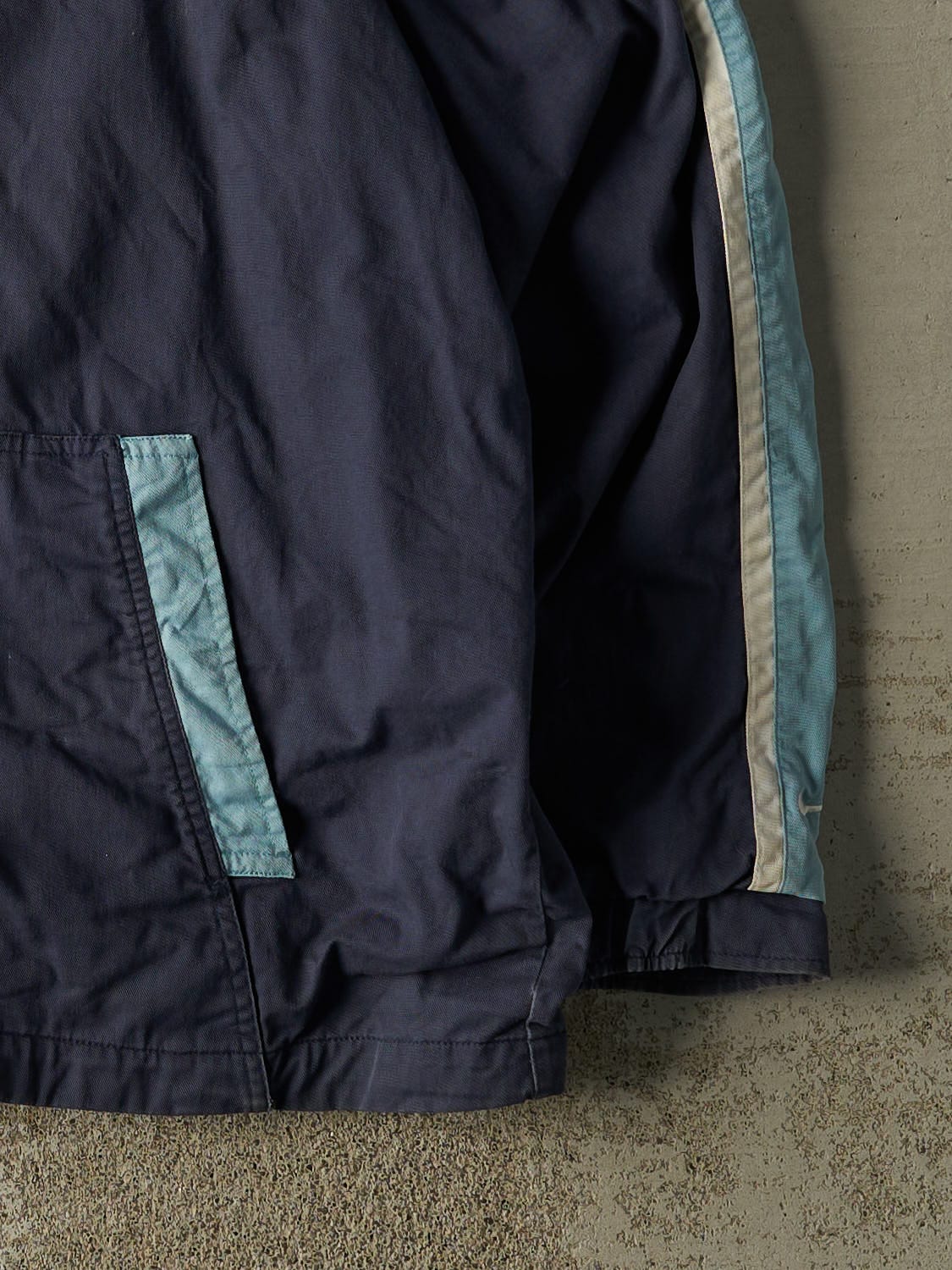 Vintage Y2K Navy Blue Nike Embroidered Hooded Windbreaker Jacket (XXXL)