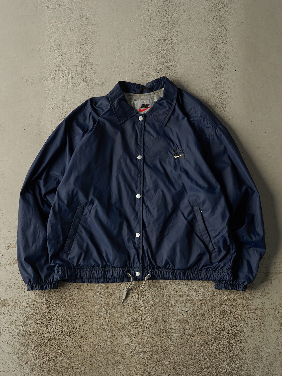 Vintage 90s Navy Blue Nike Embroidered Windbreaker Coach Jacket (S/M)