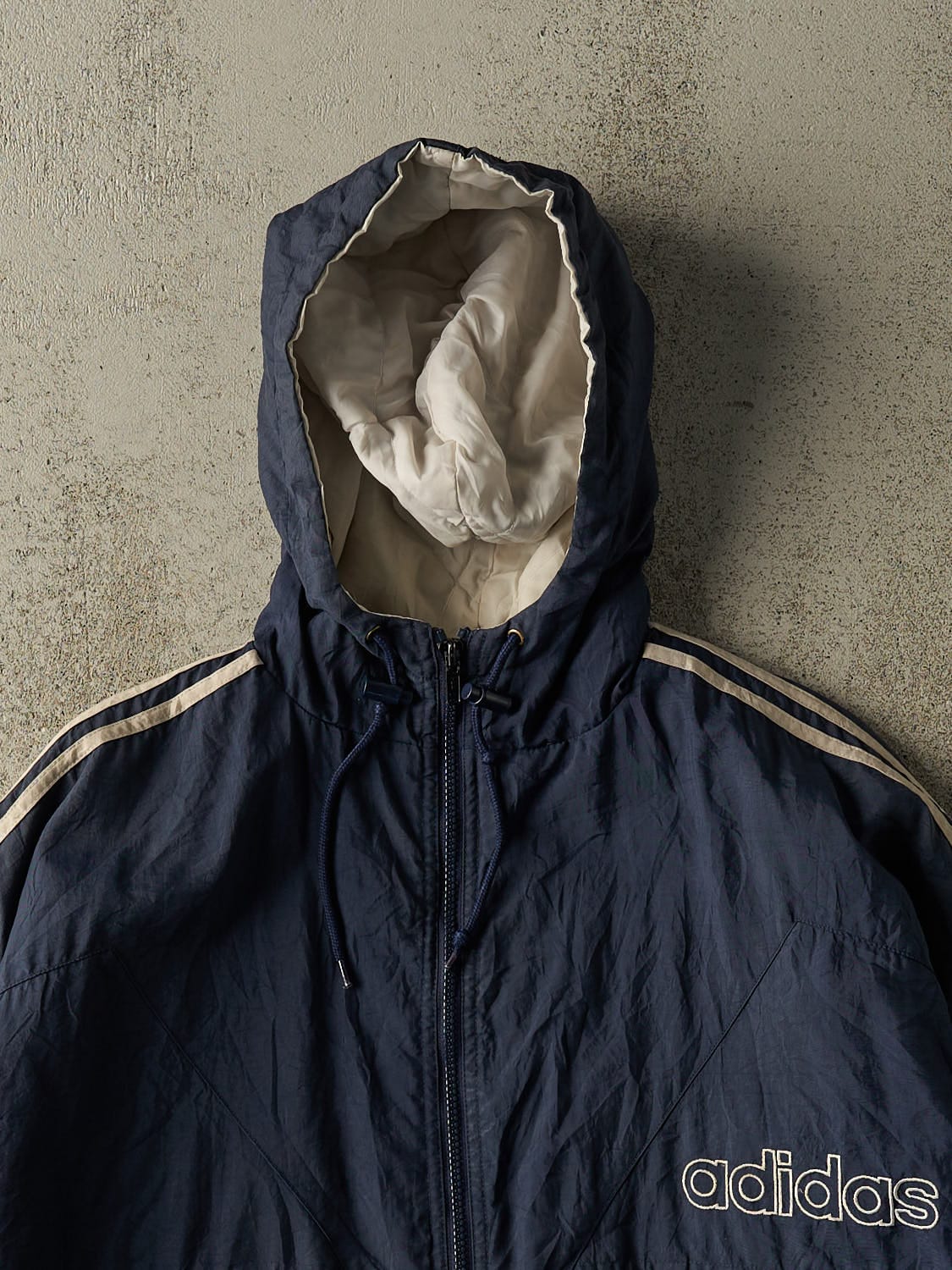 Vintage 90s Navy Blue Adidas Embroidered Windbreaker Jacket (L)