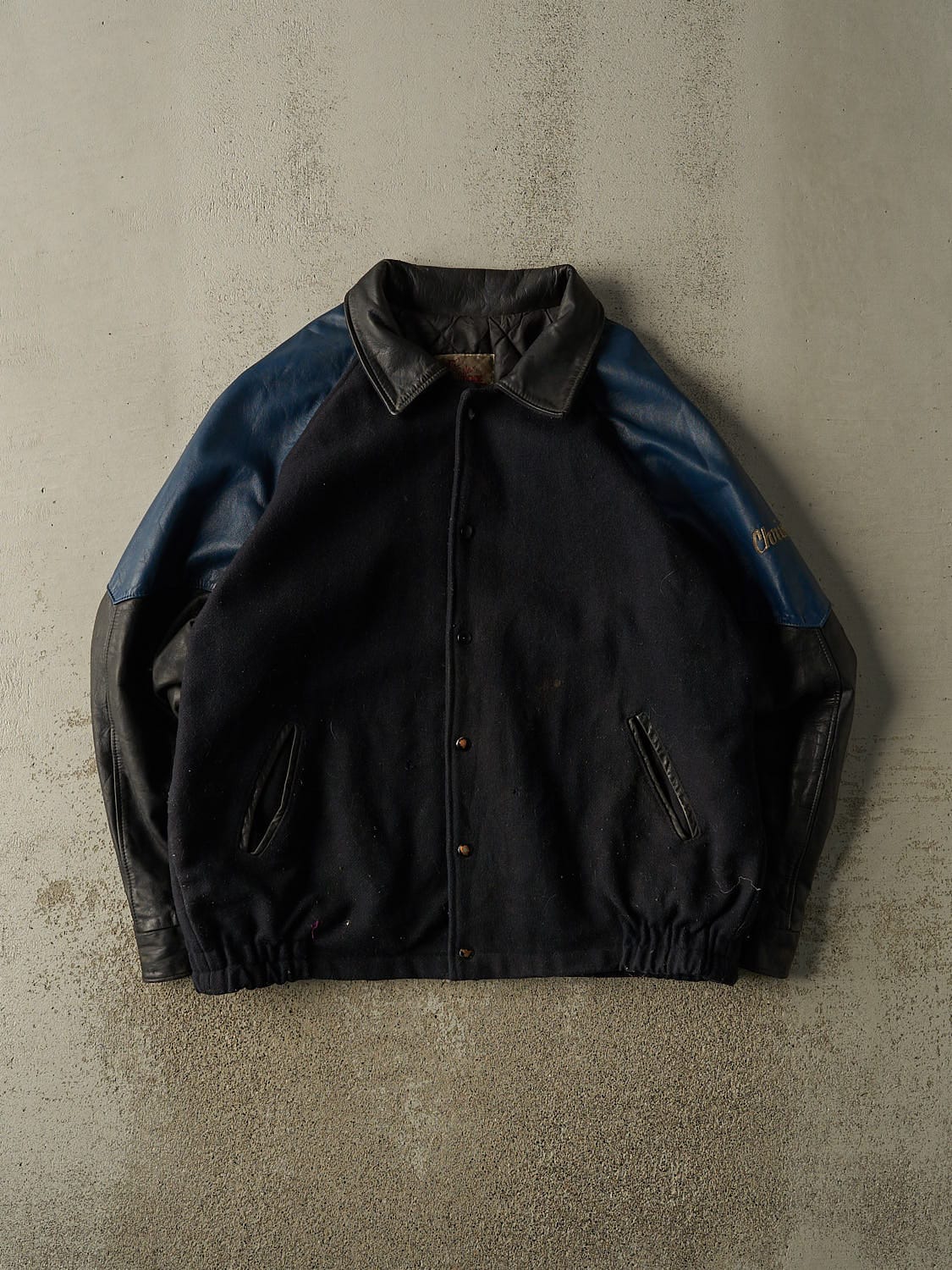 Vintage 80s Navy Blue Can-am Trucks Varsity Jacket (XXL)