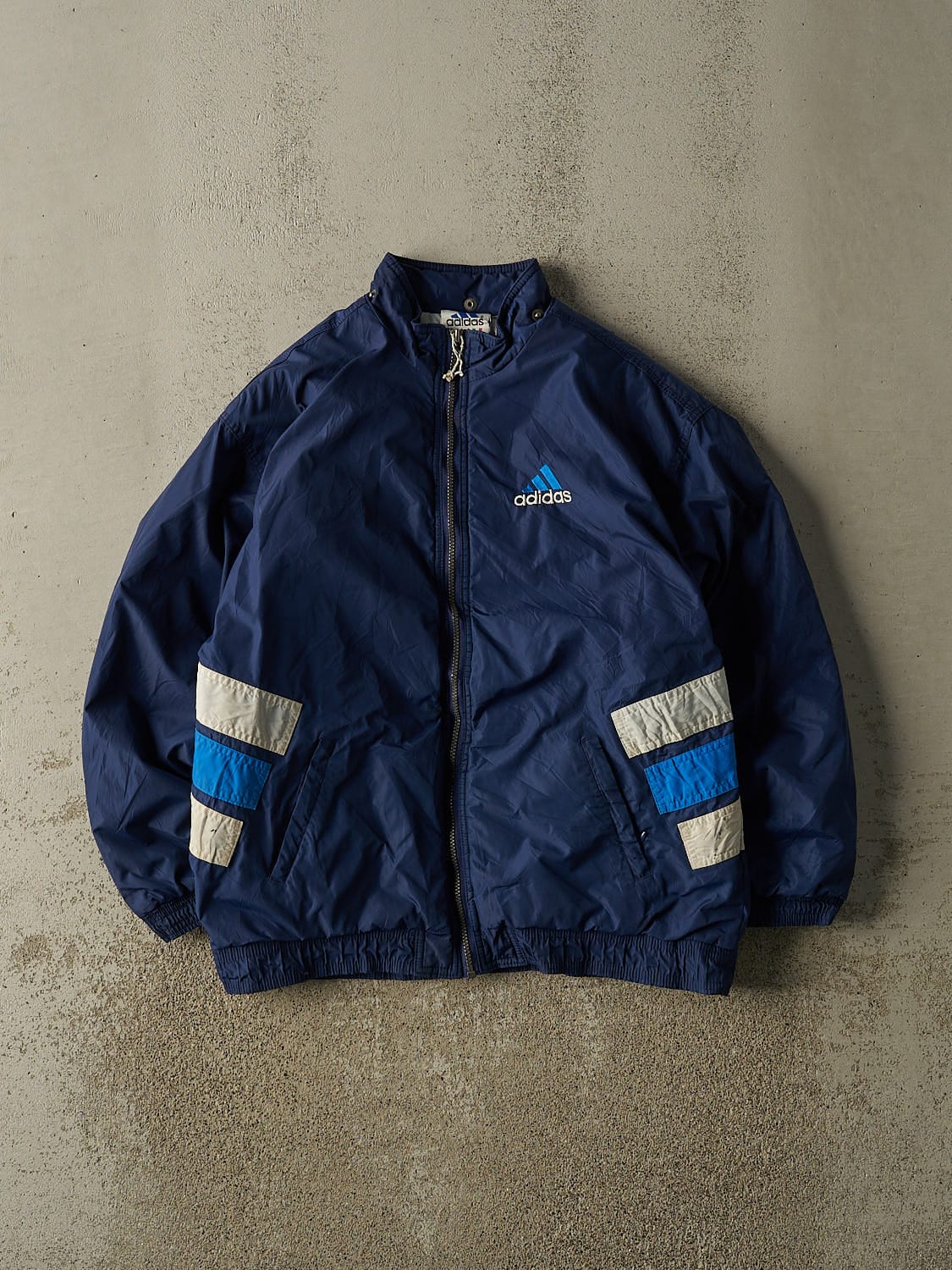 Vintage 90s Blue Adidas Puffer Windbreaker Jacket (L/XL)