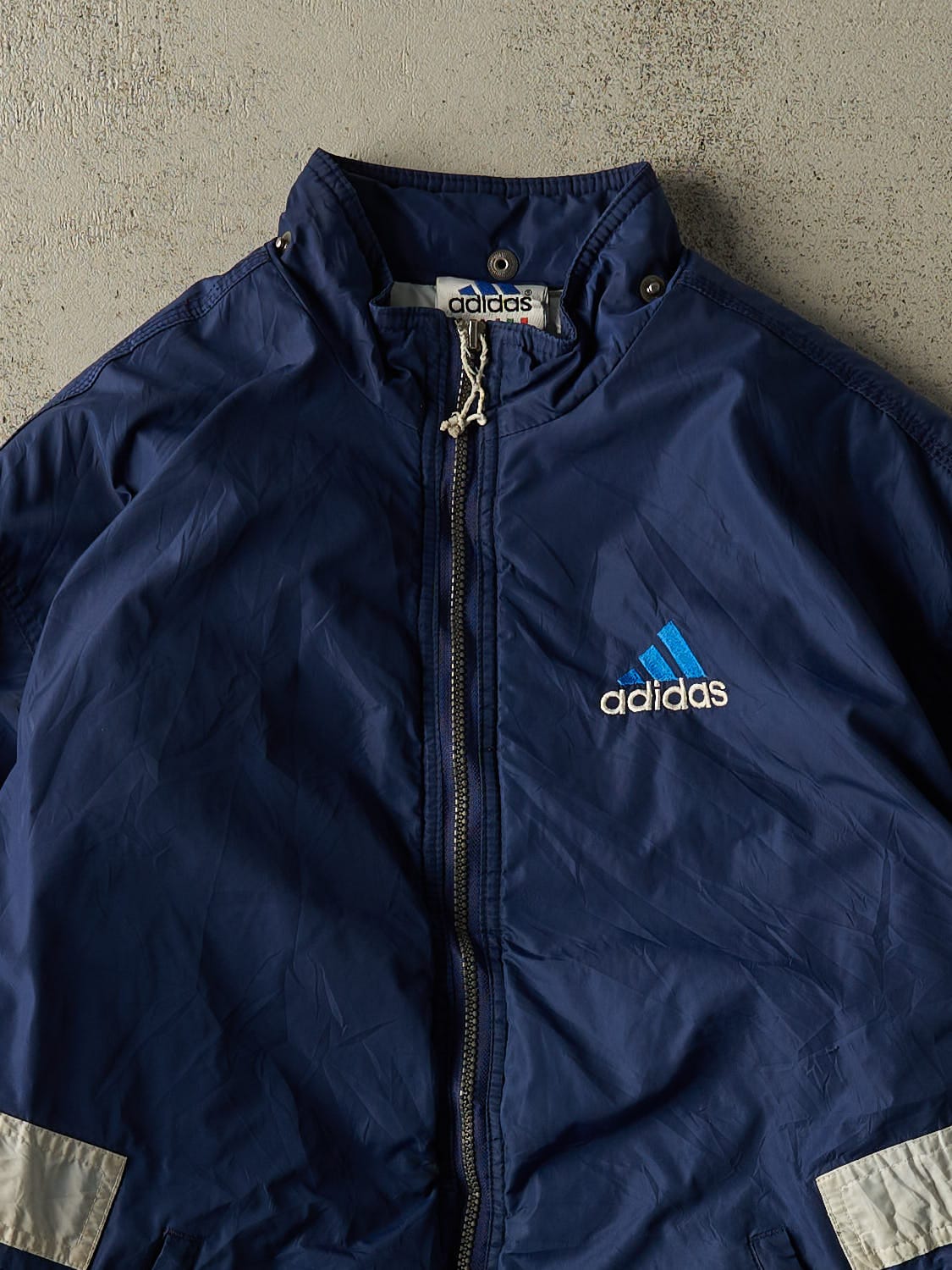 Vintage 90s Blue Adidas Puffer Windbreaker Jacket (L/XL)