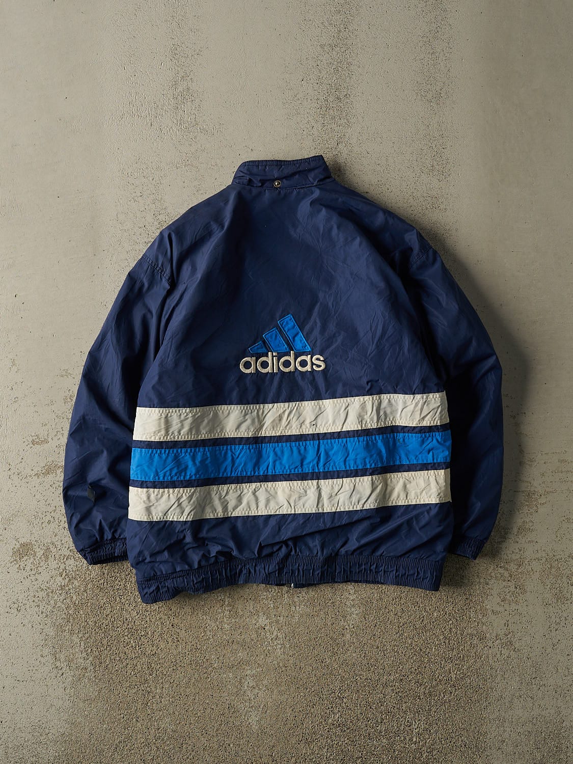 Vintage 90s Blue Adidas Puffer Windbreaker Jacket (L/XL)