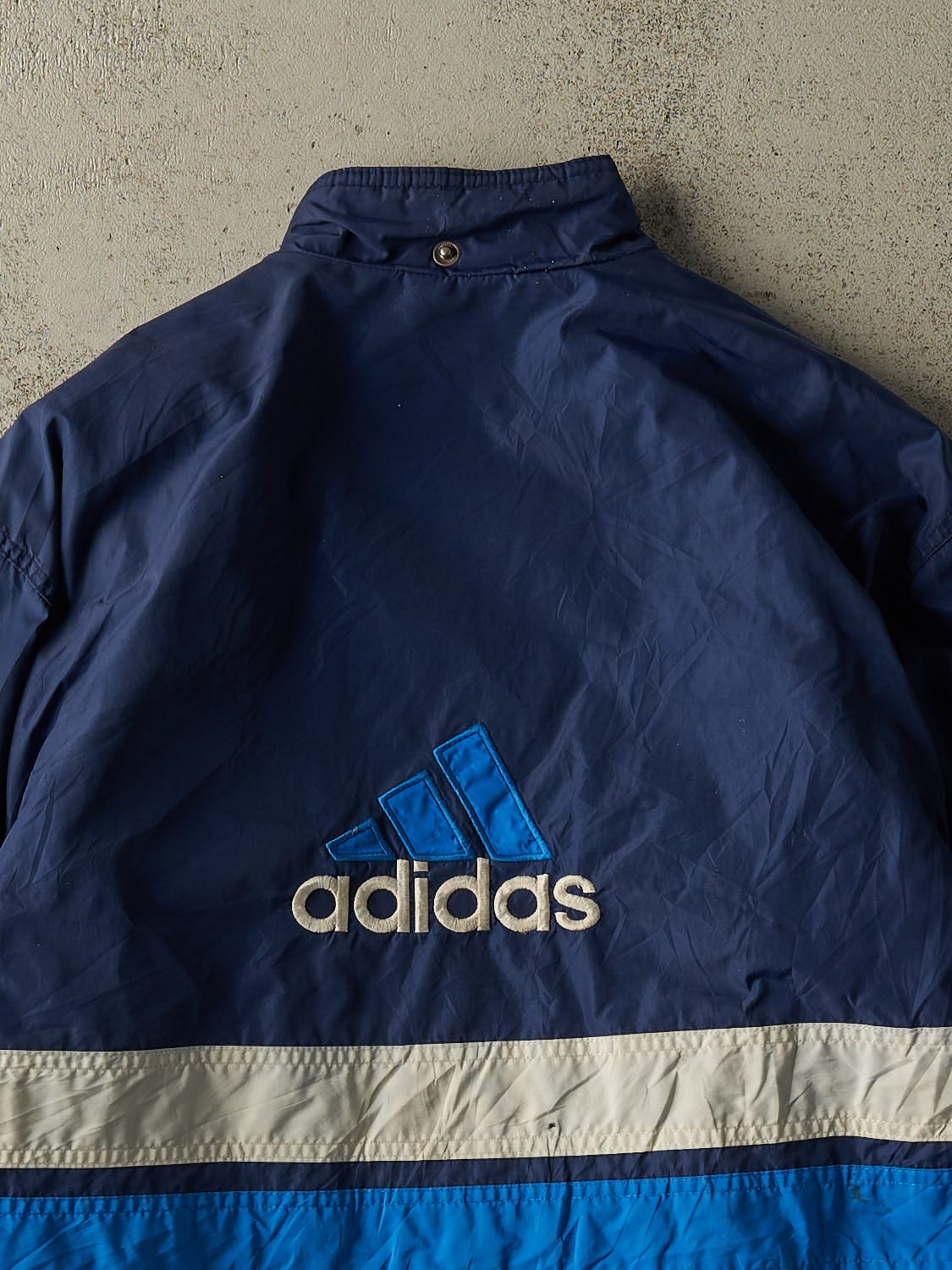 Vintage 90s Blue Adidas Puffer Windbreaker Jacket (L/XL)