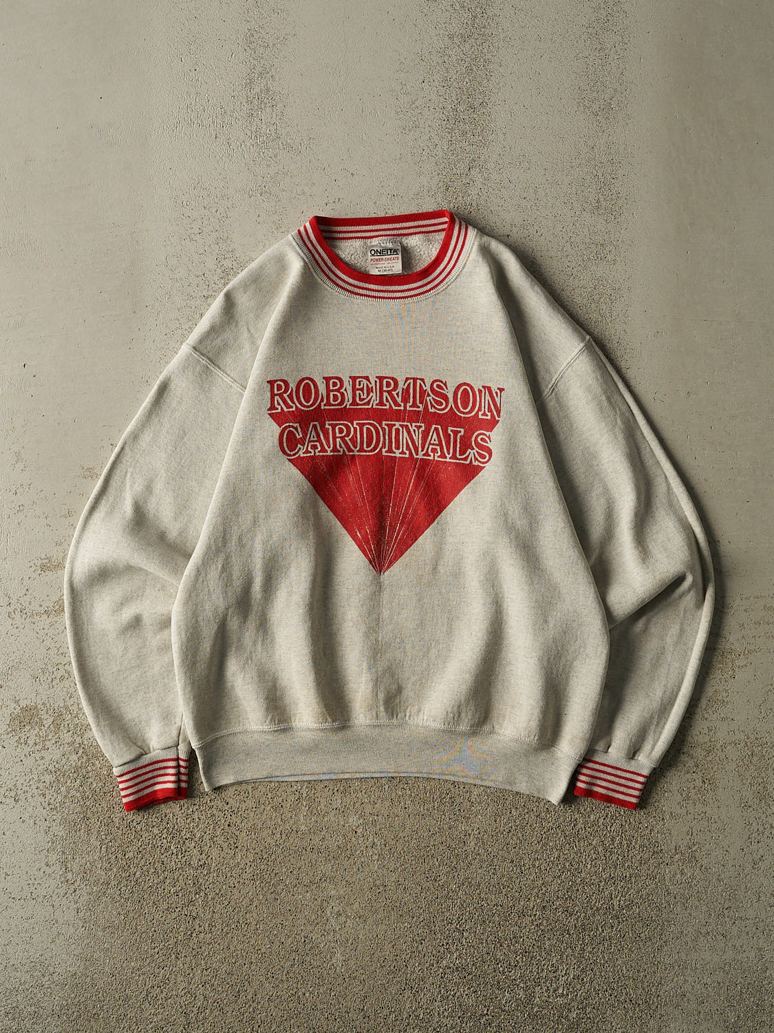 Vintage 80s Heather Grey Robertson Cardinals Ribbed Crewneck (M/L)