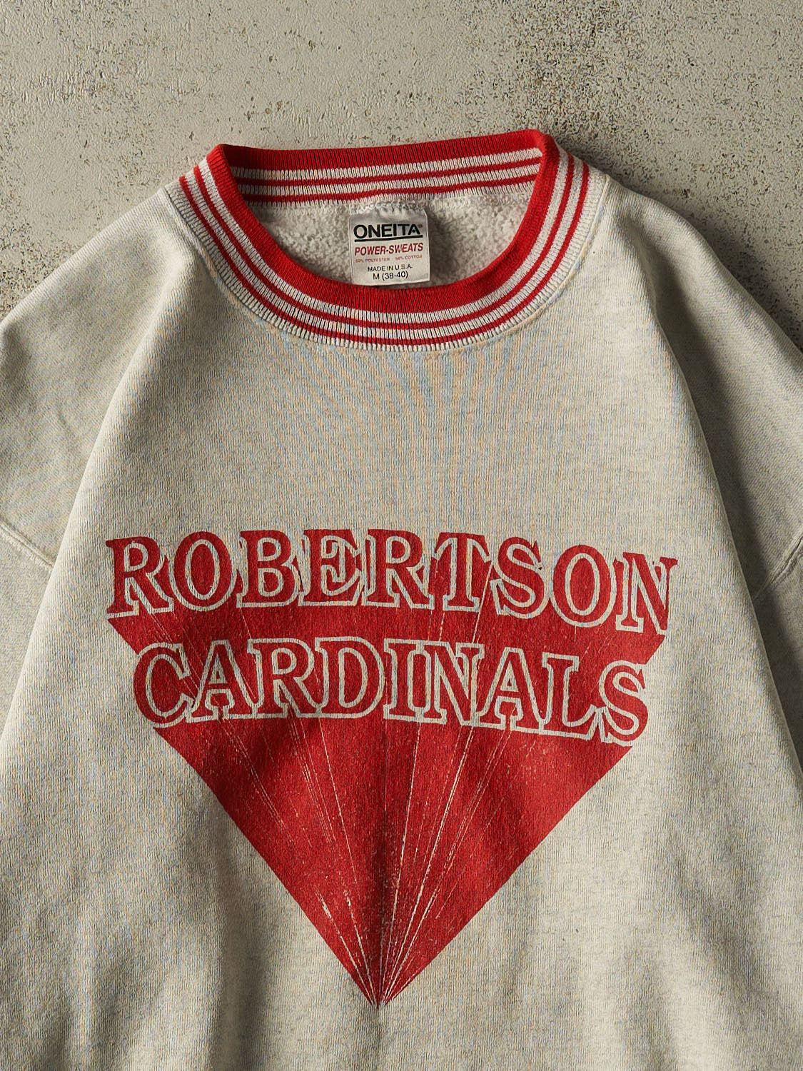 Vintage 80s Heather Grey Robertson Cardinals Ribbed Crewneck (M/L)