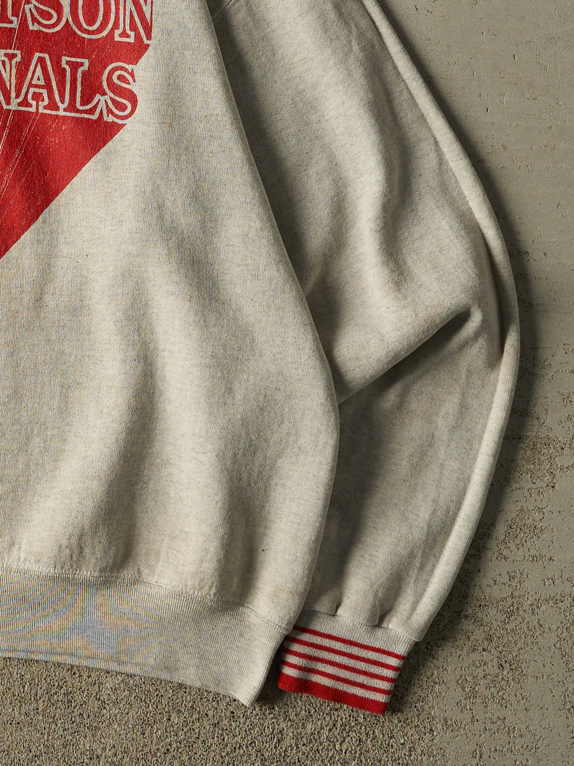Vintage 80s Heather Grey Robertson Cardinals Ribbed Crewneck (M/L)