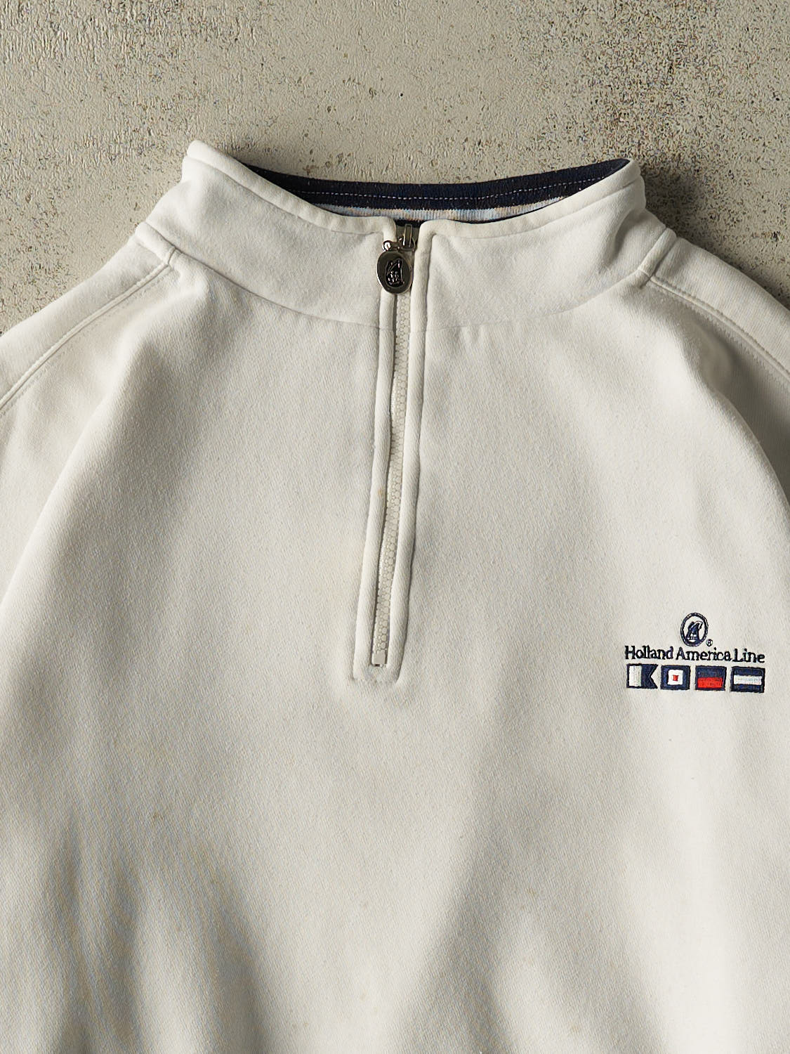Vintage 90s White Holland America Line Quarter Zip Sweater (L/XL)