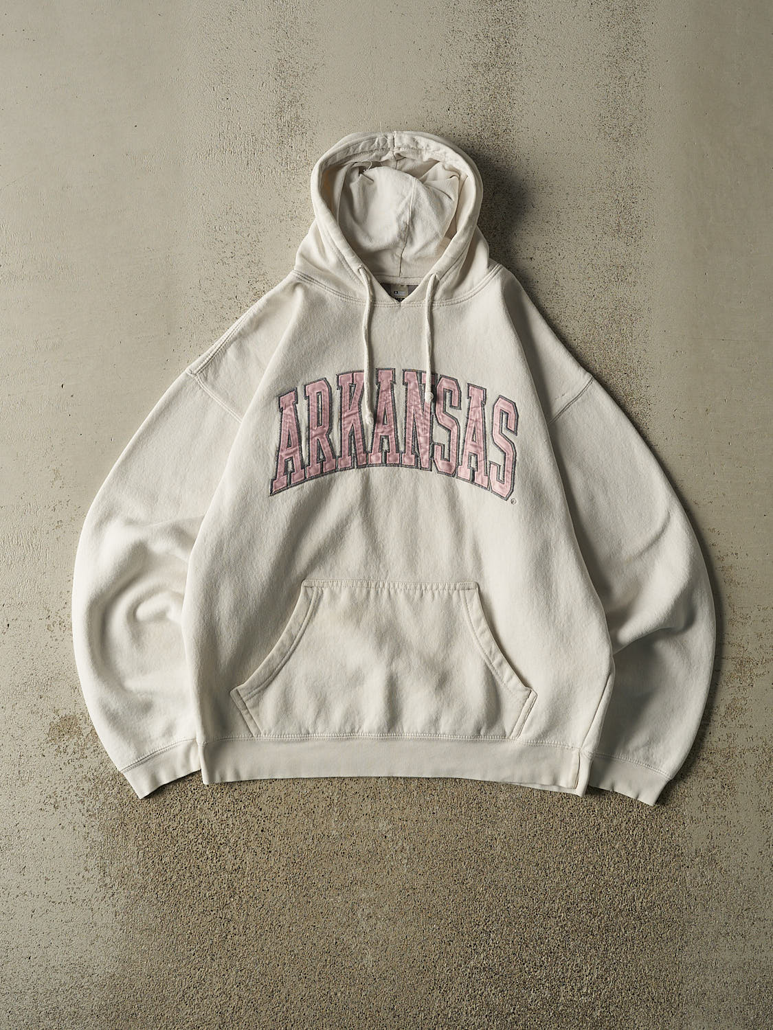 Vintage Y2K White Arkansas Embroidered Hoodie (L)