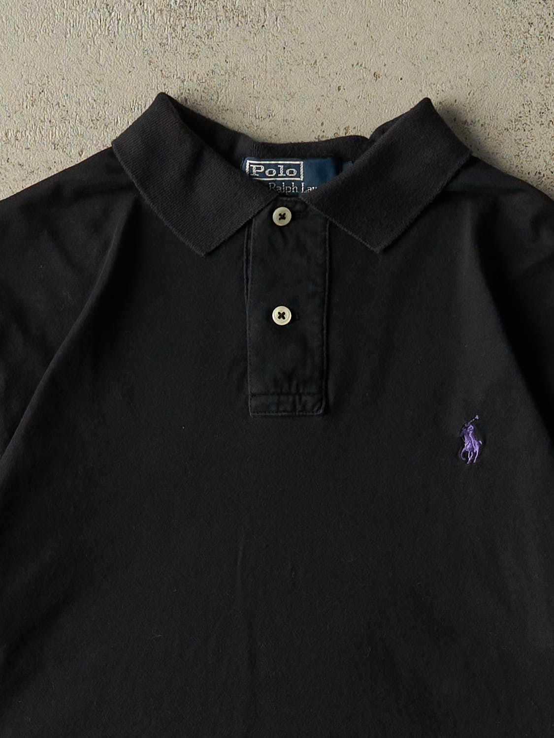 Vintage 90s Black Polo  Quarter Button Tee (M/L)