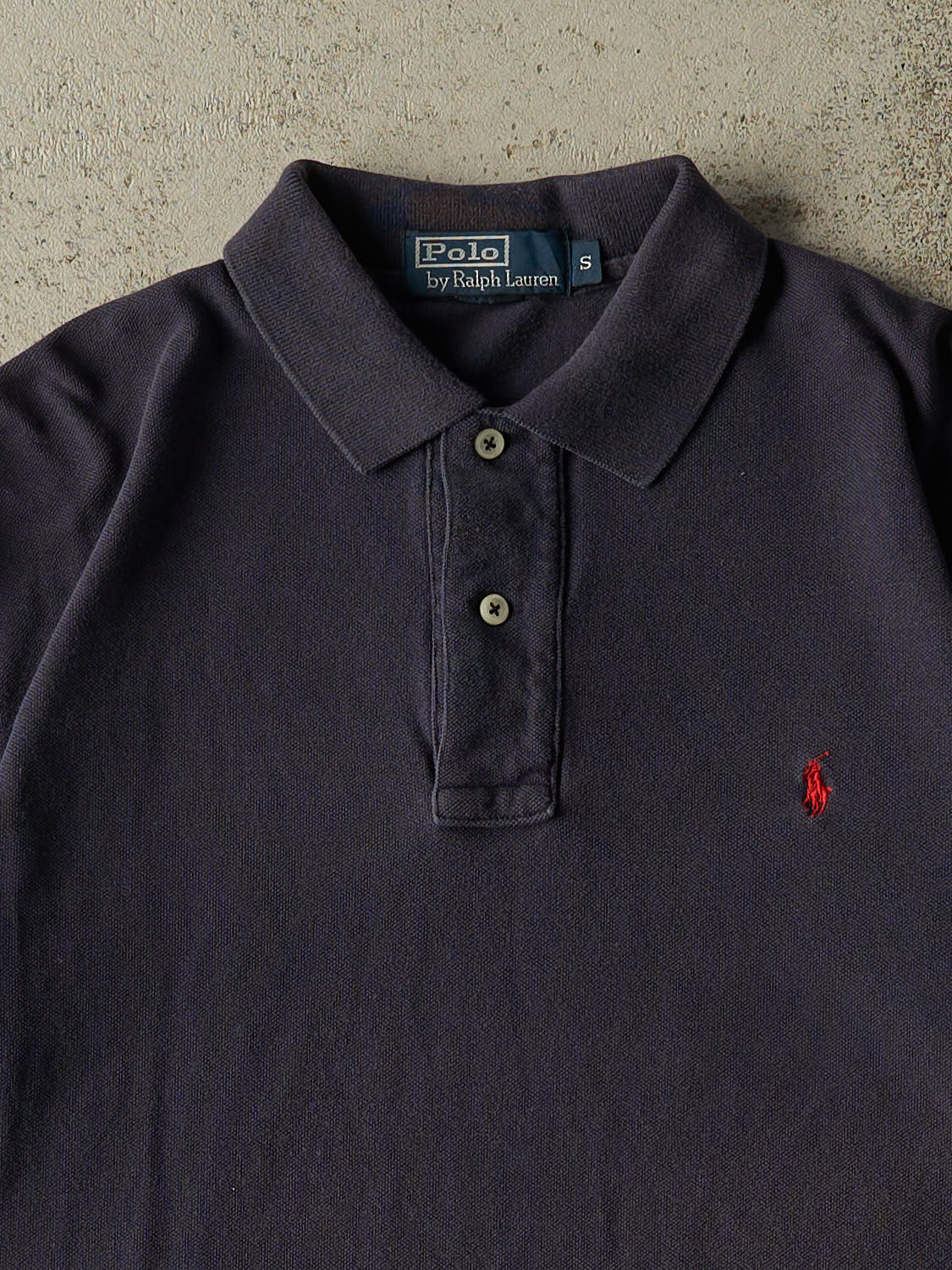 Vintage 90s Navy Blue Polo  Quarter Button Tee (M)