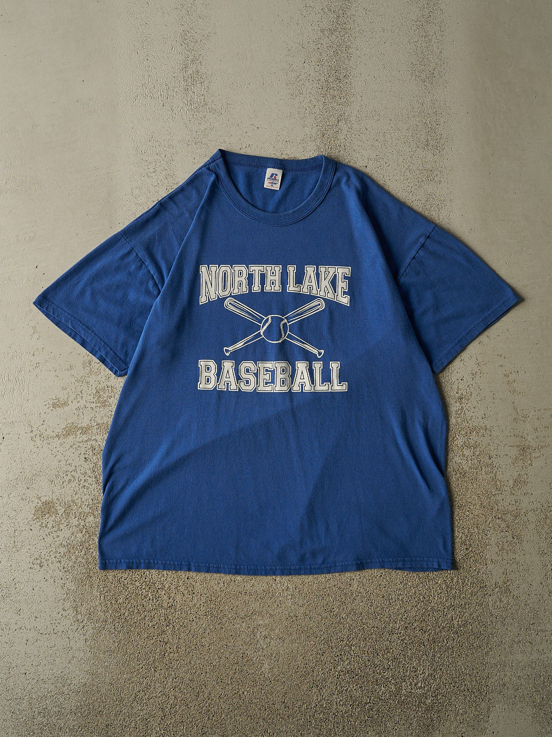 Vintage Y2K Blue North Lake Baseball Russell Athletic Tee (XL/XXL)