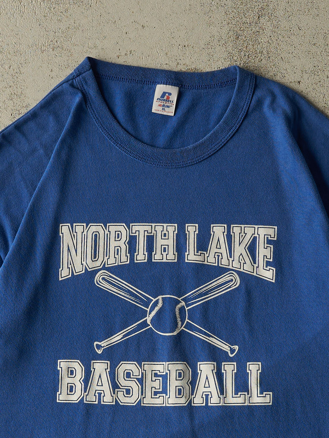 Vintage Y2K Blue North Lake Baseball Russell Athletic Tee (XL/XXL)