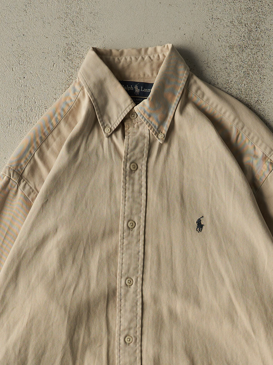 Vintage Y2K Beige Polo Button Up  Long Sleeve (XL/XXL)