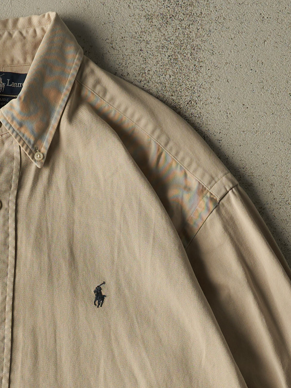 Vintage Y2K Beige Polo Button Up  Long Sleeve (XL/XXL)