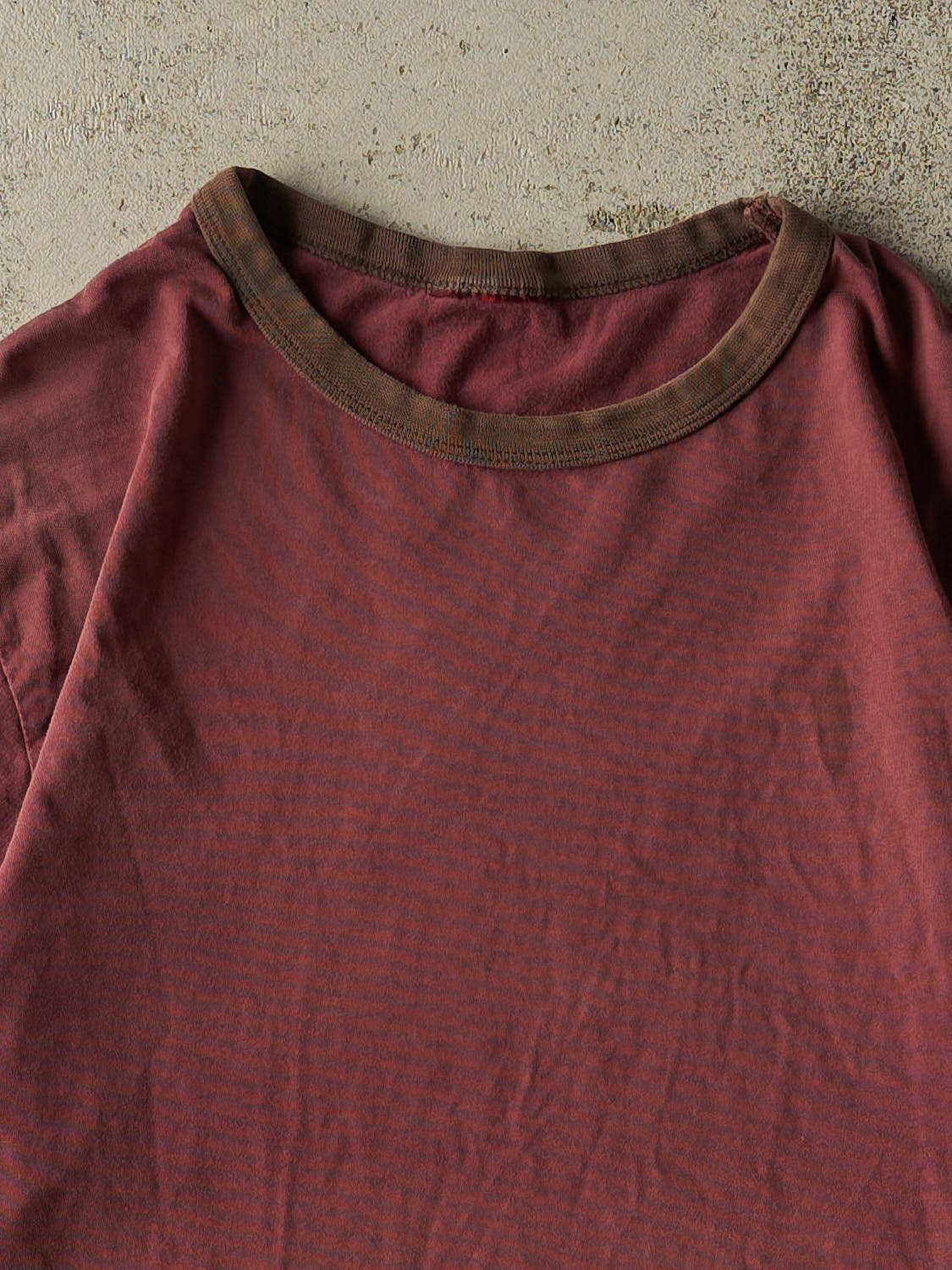 Vintage 90s Sun Faded Red Ringer  Tee (L)