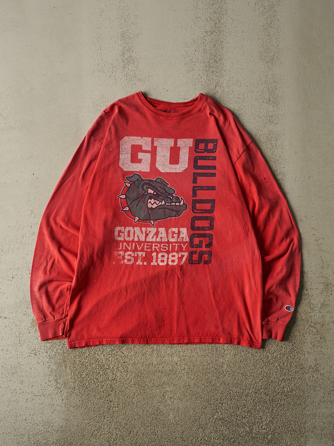 Vintage Y2K Sun Faded Red Gonzaga University Bullsdogs Long Sleeve (XL)