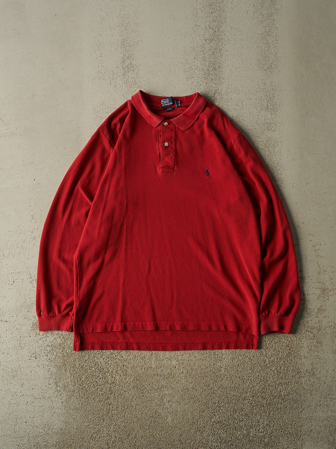 Vintage 90s Red Polo  Quarter Button  Long Sleeve (L/XL)