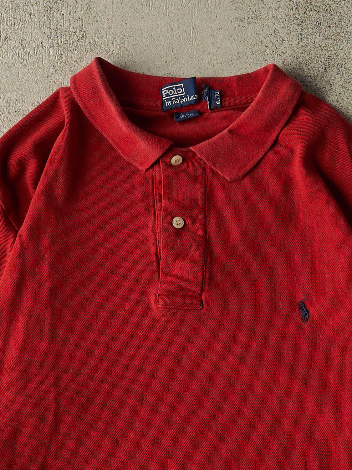 Vintage 90s Red Polo  Quarter Button  Long Sleeve (L/XL)