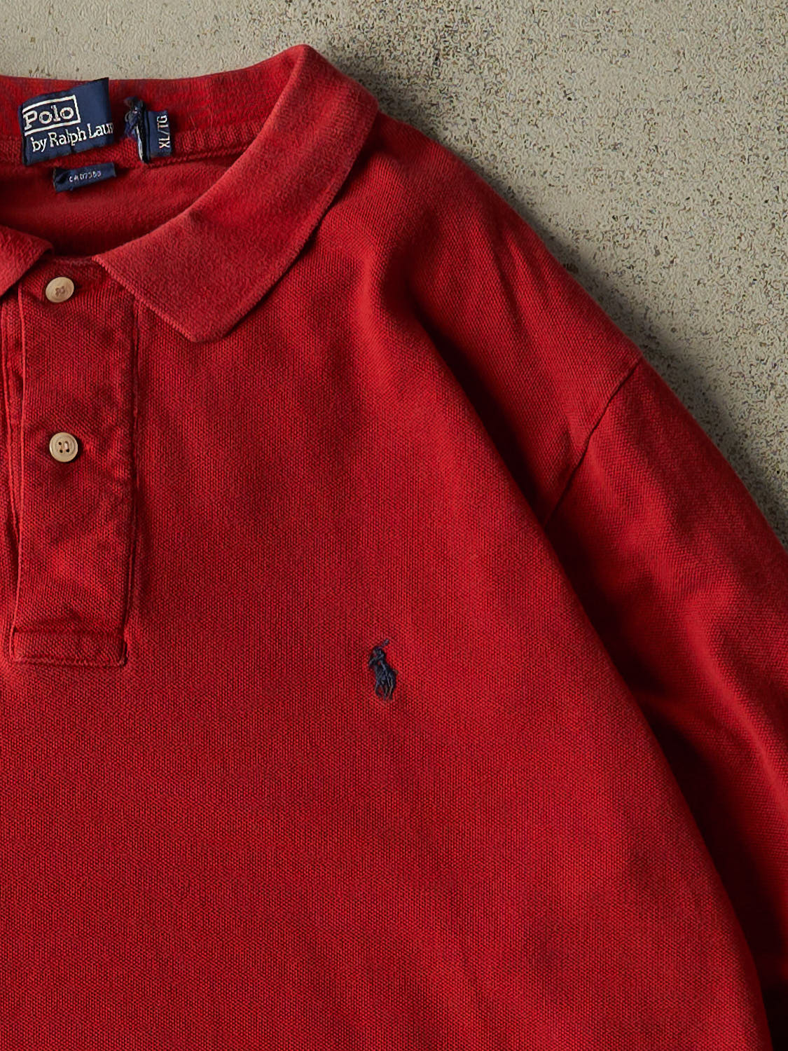 Vintage 90s Red Polo  Quarter Button  Long Sleeve (L/XL)
