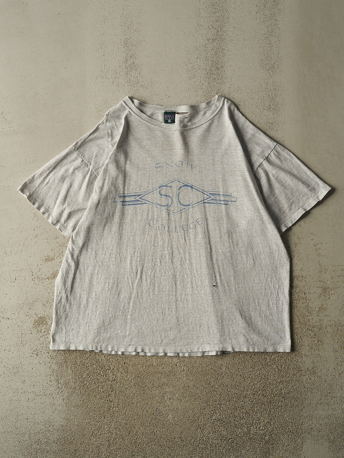 Vintage 90s Heather Grey Snow College Single Stitch Tee (XXL)
