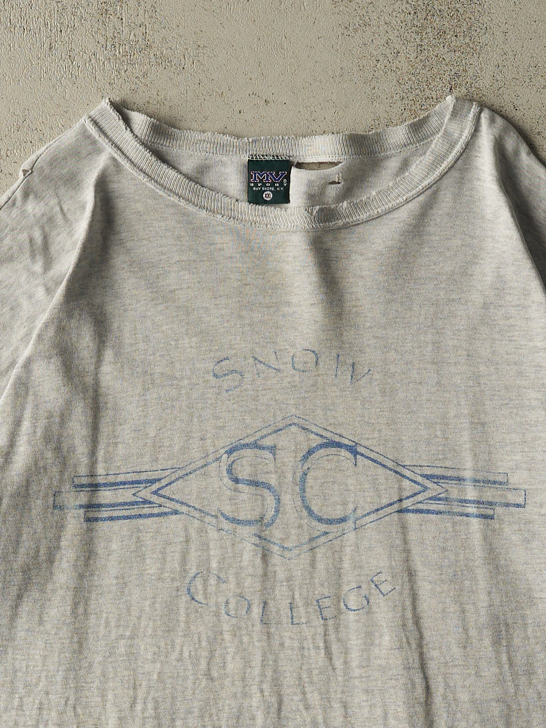Vintage 90s Heather Grey Snow College Single Stitch Tee (XXL)