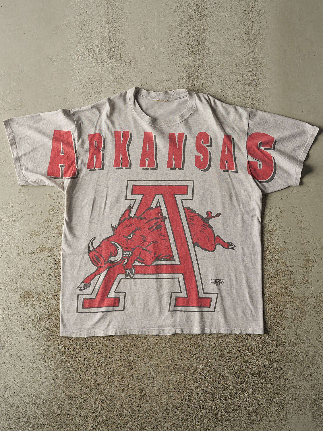 Vintage 90s Heather Grey University of Arkansas AOP Tee (XL)