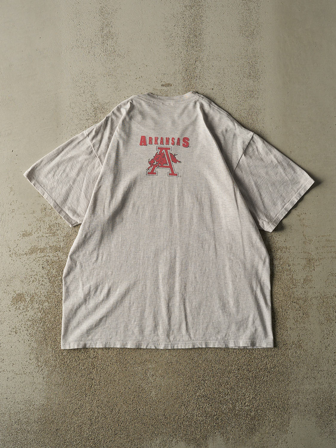 Vintage 90s Heather Grey University of Arkansas AOP Tee (XL)