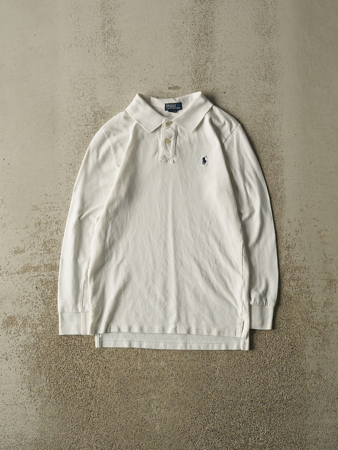 Vintage 90s White Polo Quarter Button  Long Sleeve (XS/S)