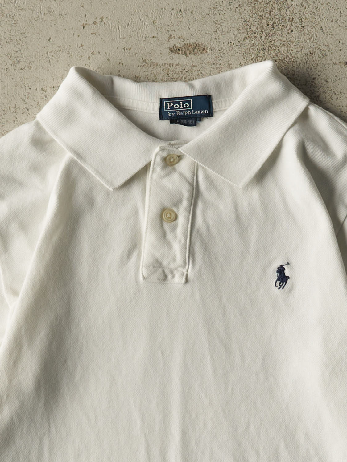 Vintage 90s White Polo Quarter Button  Long Sleeve (XS/S)