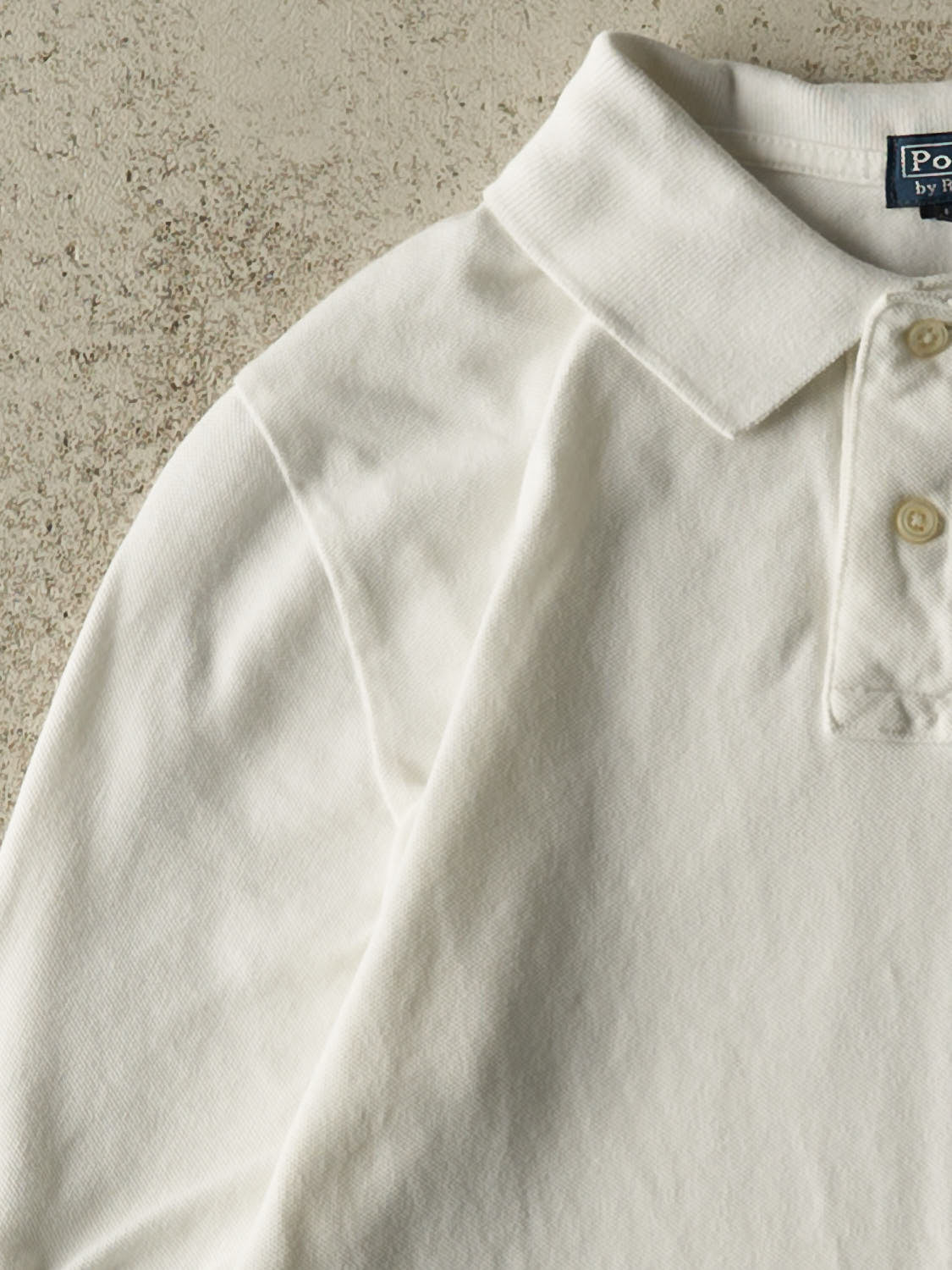 Vintage 90s White Polo Quarter Button  Long Sleeve (XS/S)