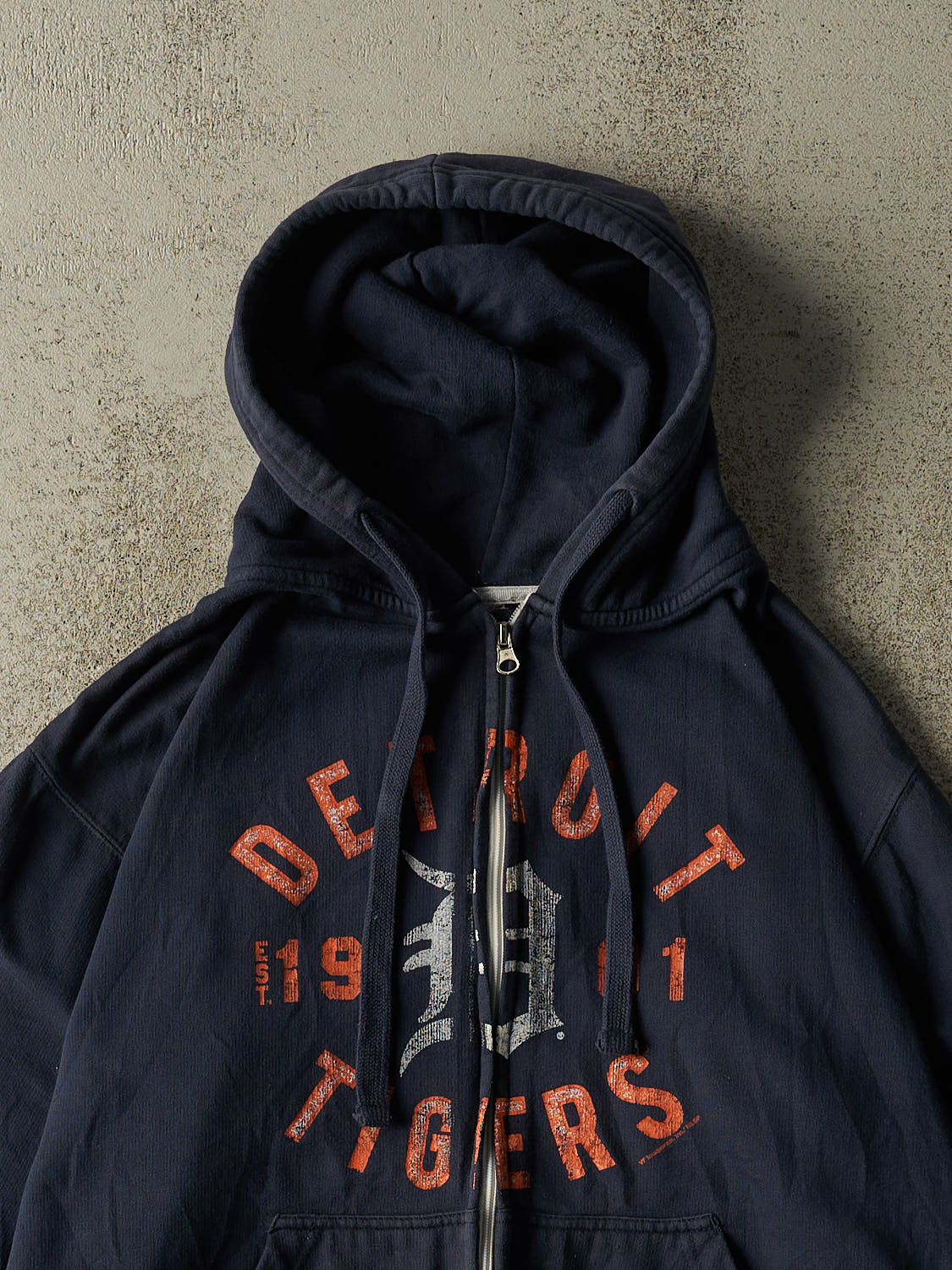 Vintage Y2K Navy Blue Detroit Tigers Zip Up  Hoodie (M/L)