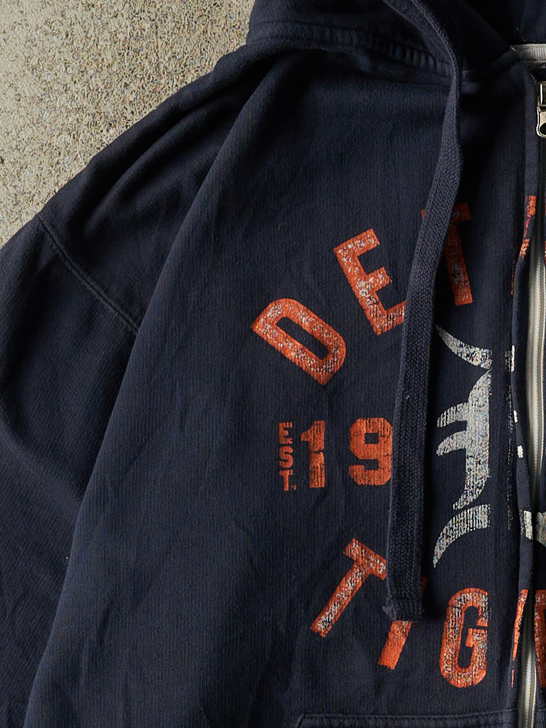 Vintage Y2K Navy Blue Detroit Tigers Zip Up  Hoodie (M/L)