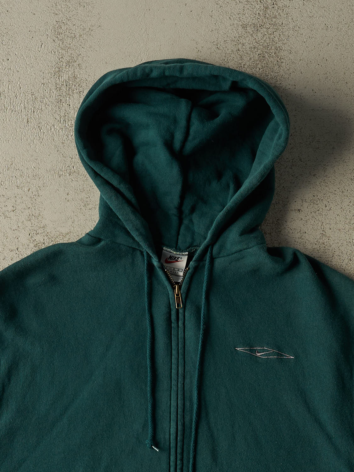 Vintage 90s Green Nike Embroidered Sleeveless Zip Up Hoodie (L)