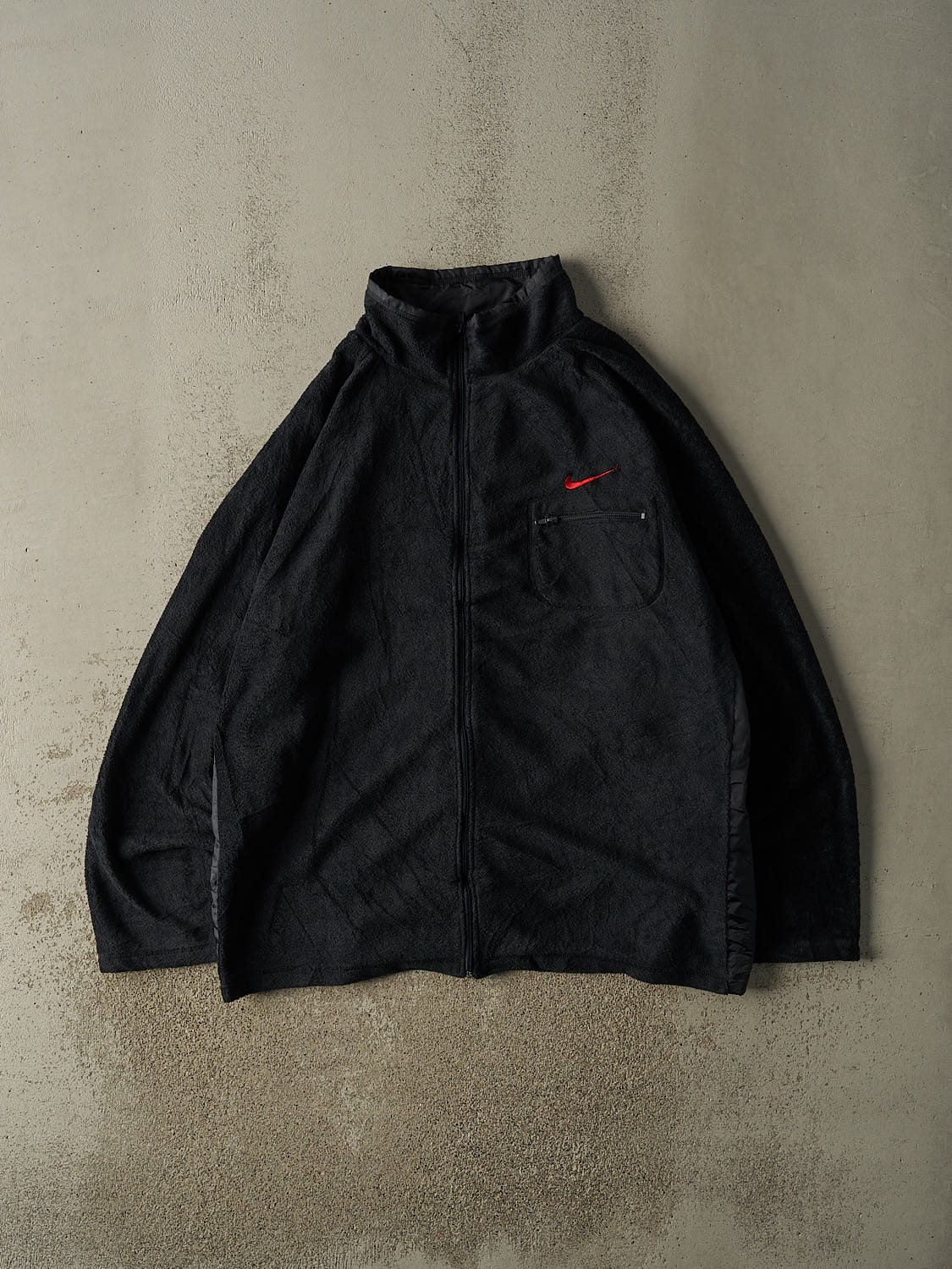 Vintage 90s Faded Black Nike Embroidered Zip Up Fleece (XXL/XXXL)