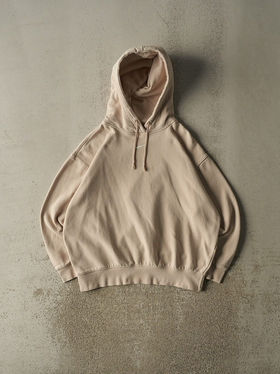 Vintage Y2K Beige Nike Embroidered Middle Swoosh Hoodie (M/L)