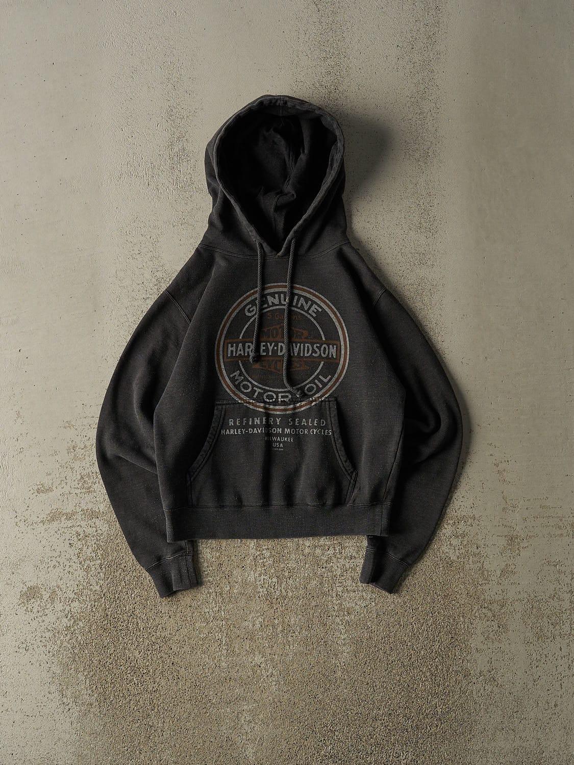 Vintage 09' Charcoal Grey Harley Davidson Hoodie (XXS/XS)