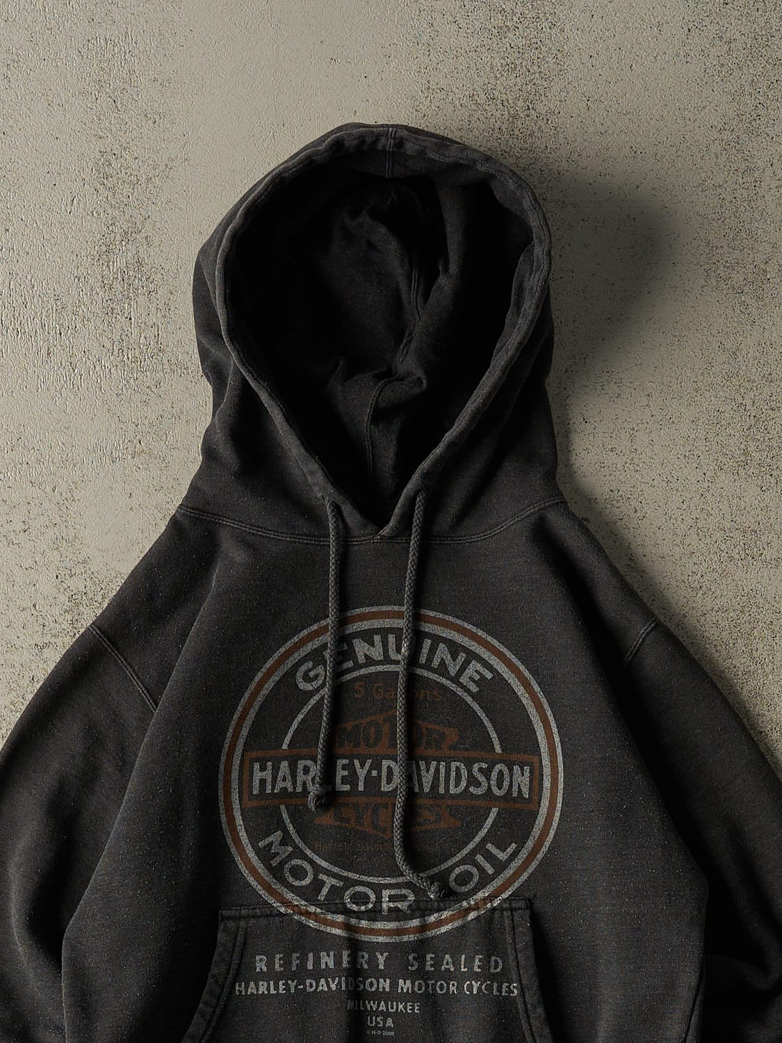 Vintage 09' Charcoal Grey Harley Davidson Hoodie (XXS/XS)