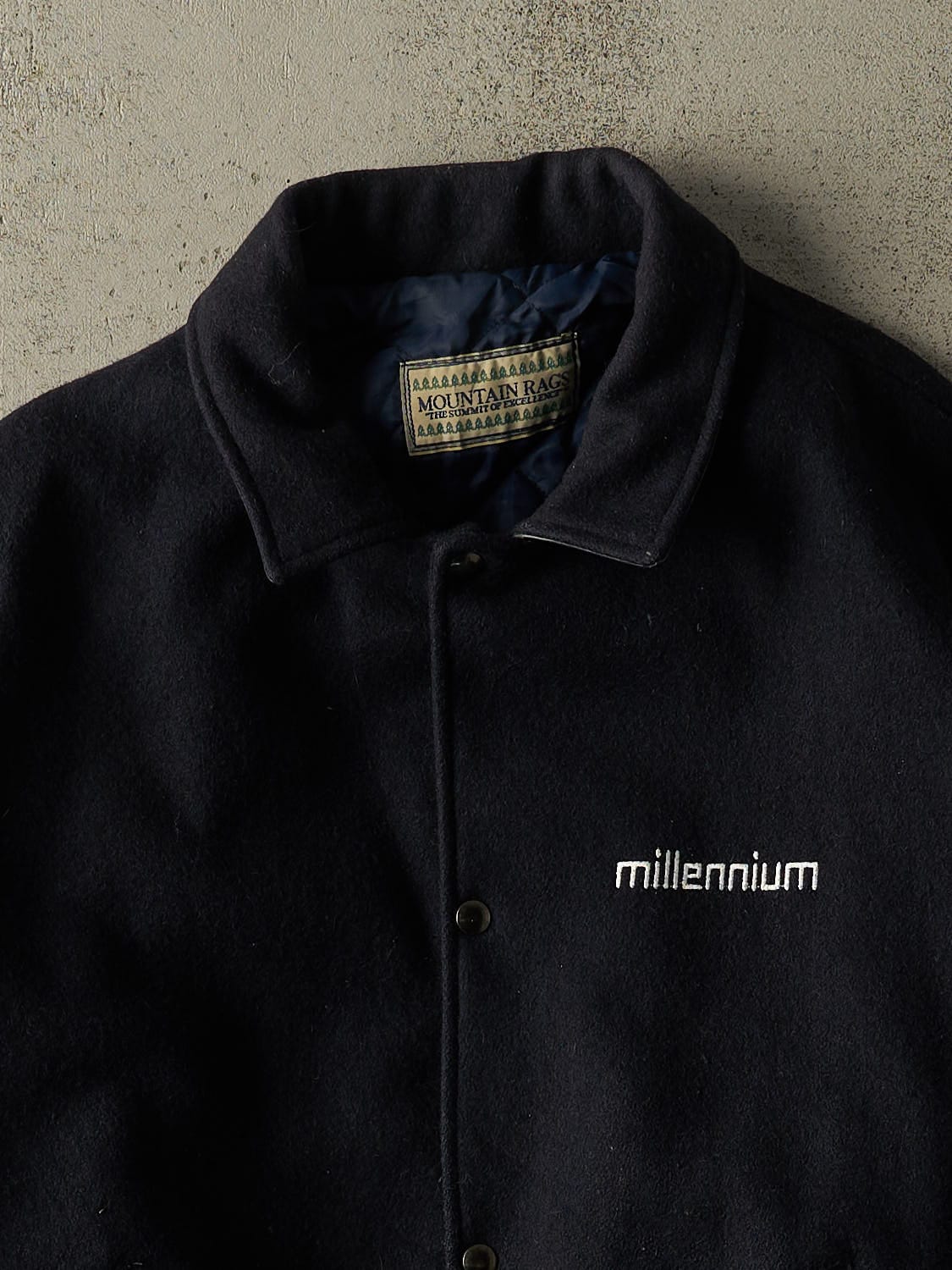 Vintage 90s Navy Blue Varsity Jacket (L/XL)