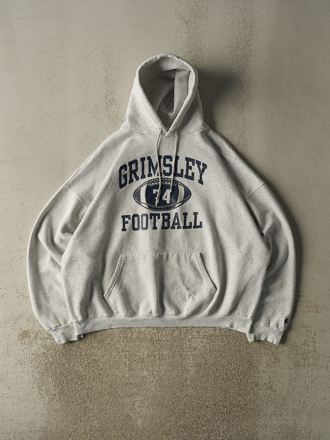 Vintage 90s Heather Grey Champion Grimsley Football Hoodie (XL/XXL)