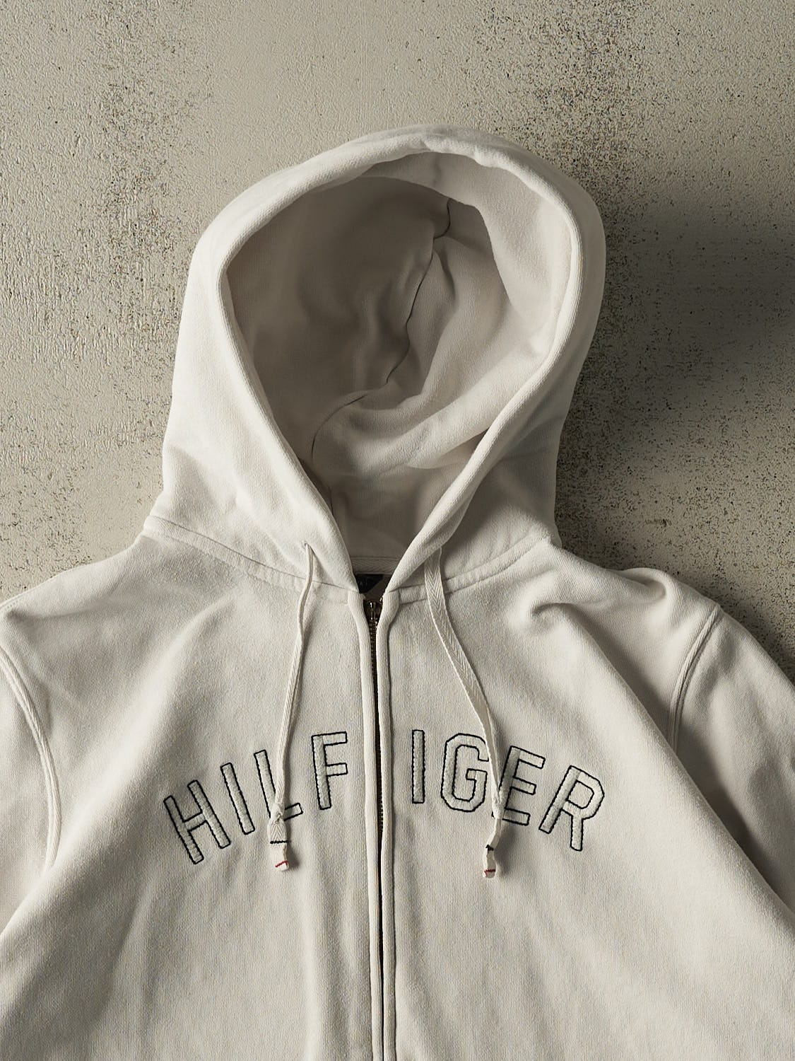 Vintage Y2K Beige Tommy Hilfiger Zip Up Hoodie (S/M)