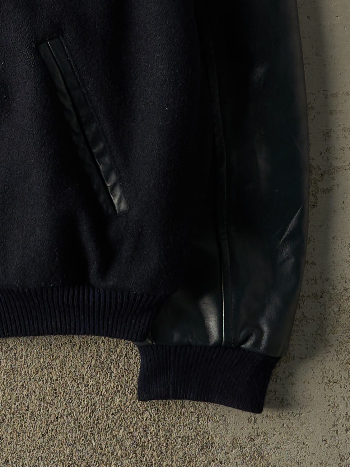 Vintage 90s Navy Blue Varsity Jacket (L/XL)