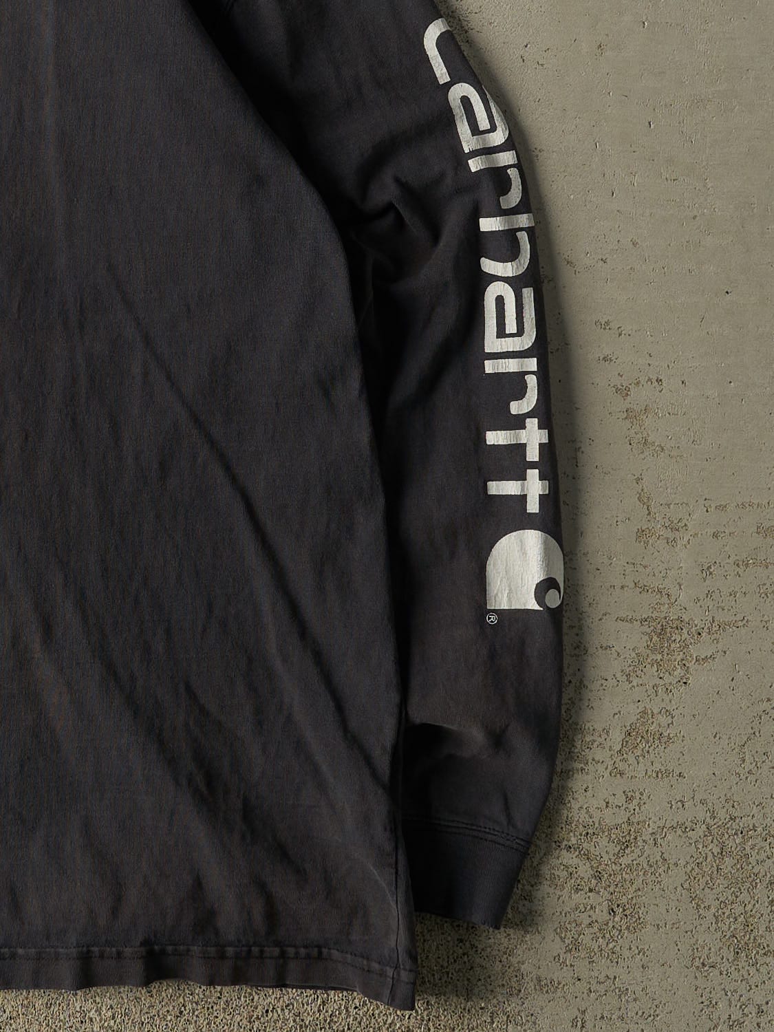 Vintage Y2K Faded Black Carhartt Long Sleeve (L/XL)