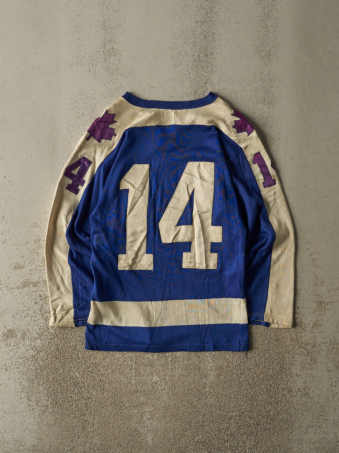 Vintage RARE 80s Blue Toronto Maple Leafs #14 Hockey Jersey (M)