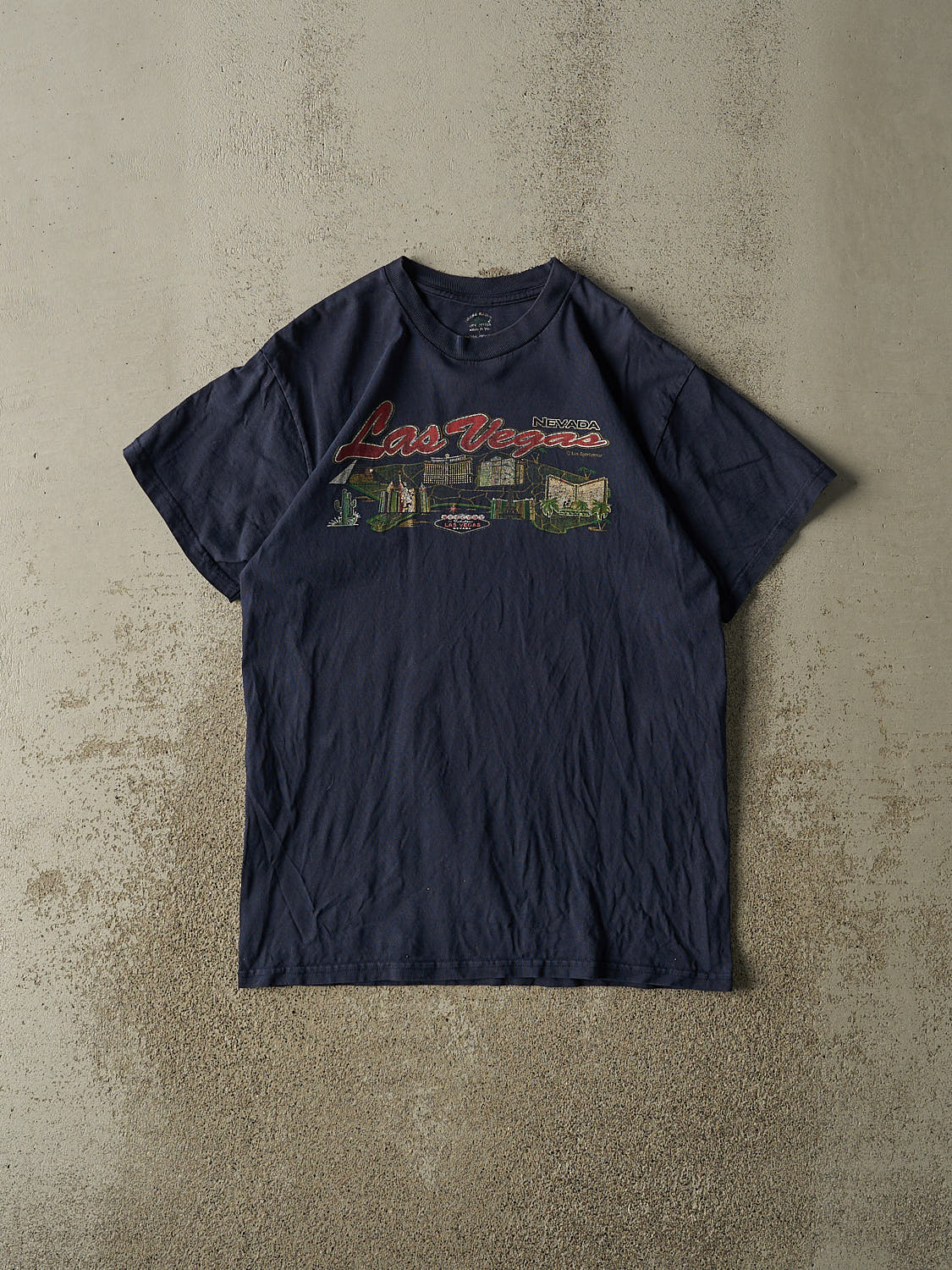Vintage Y2K Navy Blue Las Vegas Nevada Tee (S/M)