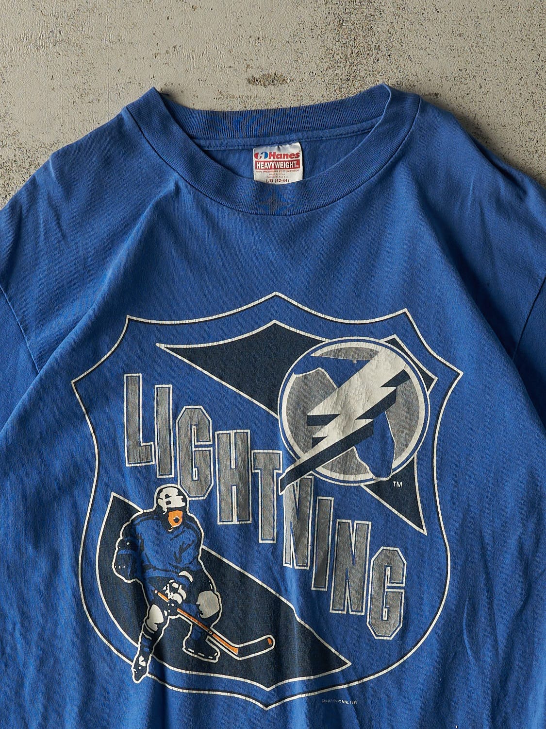 Vintage 90s Blue Tampa Bay Lightning Single Stitch Tee (L)